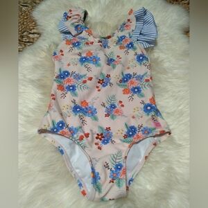Ruffle Butts Floral One Piece - Pink and Blue Swimsuit Size 6